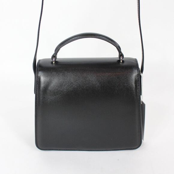 Reformation Monica Black Leather Crossbody Bag Silver Hardware Top Handle NEW - Picture 6 of 9